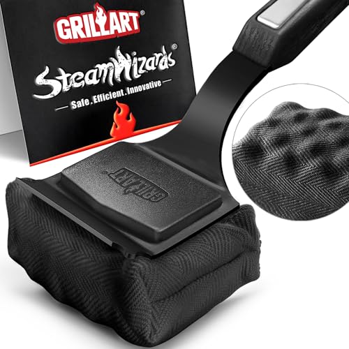 GRILLART Grill Brush Bristle Free. SteamWizards BBQ Replaceable Cleaning Head, Seamless-Fit Scraper Tools for Cast Iron/Stainless-Steel Grates Griddle, Safe Barbecue Grill Cleaner Brush-Dark Black - color: Dark Night