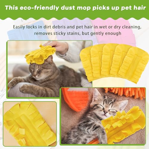 Zubebe 12 Pcs Duster Refill Reusable Fleece Duster Refills Feather Flat Dusters Multi Surface Washable Cleaning Pads Tools for Home, Blinds, Car, Pet, Furniture, Fans (Yellow) - color: Yellow