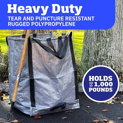 DURASACK Heavy Duty Home and Yard Bags 48-Gallon Reusable Self-Standing Lawn and Leaf Bags Garbage Can with Reinforced Handles, Gray - color: Gray