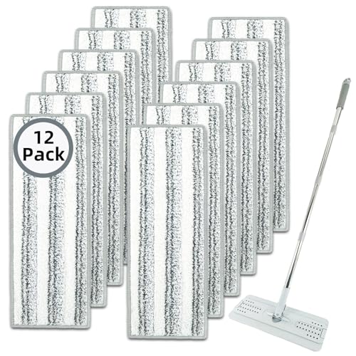 12 Pack Microfiber Mopping Pads Compatible with JOYMOOP, Libman, Oshang Flat Mop and Most 13"X5" Flat Floor Mop, Reusable & Washable Microfiber Cleaning Pads