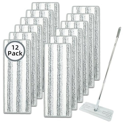 12 Pack Microfiber Mopping Pads Compatible with JOYMOOP, Libman, Oshang Flat Mop and Most 13"X5" Flat Floor Mop, Reusable & Washable Microfiber Cleaning Pads