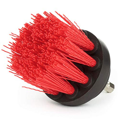 Outdoor Cleaning Brushes - Stiff Bristle Deck Scrubbing Brush - Concrete Scrub Brush - Bird Baths Cleaning Tool - Garden Statues Cleaning Equipment - Granite Headstone Restoration Brush - Siding Brush - color: Red