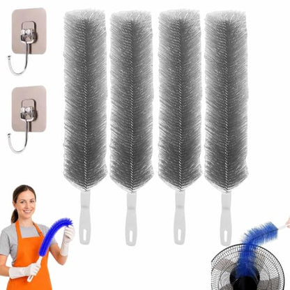 Bendable Microfiber Head, Reusable Dust Remover, 2026 New Fan Cleaning Brush Bendable Cobweb Duster Washable ldeal for Electric Fans Air Conditioning, Home Car Vents, Curtain (4Pcs Gray) - color: 4pcs Gray