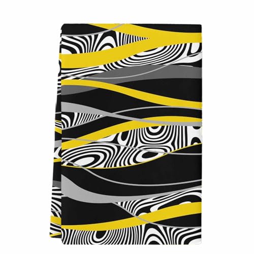 Yellow Black Stripes Kitchen Towels Set of 1,Absorbent Microfiber Soft Dish Hand Tea Bath Towel,Modern Grey Ombre Abstract Striped Quick Dry Cleaning Cloth Washclothes for Bathroom Hotel Spa 18"x28" - color: Yellow, size: 1 PCS-18 x 28in