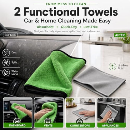 18PCS Upgraded Car Detailing Kit, 2-in-1 AC Vent Brush, 3 Ultra Fine Crevice Brushes, Boar Hair & Glass Brush, Cleaning Gel, Scratch-Free Auto Interior Tools