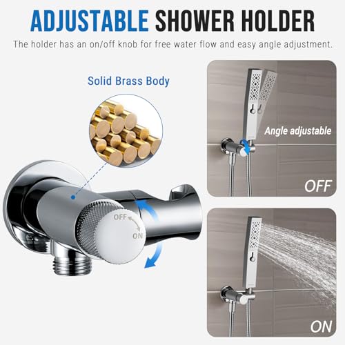 G-Promise All Metal Handheld Shower Set with 3-Function Showerwand, included Handheld Holder to Control on/off Switch and 70 Inch Tangle-Free Stainless Steel Hose Chrome - color: Chrome