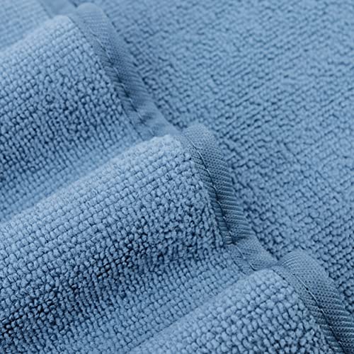 POLYTE Premium Lint Free Microfiber Washcloth Face Towel, 13 x 13 in, Set of 6 (Blue) - color: Blue