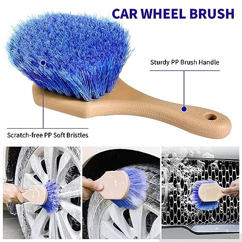Wontolf 62'' Car Wash Brush with Long Handle Chenille Microfiber Car Wash Mop Mitt Kit Car Detailing Brush Cleaning Kit Window Squeegee Car Duster Drying Towels Tire Brush for Cars RV Truck Boat - color: Green