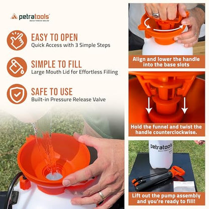 Petratools 1 Gallon Pump Sprayer – HD101 Garden Sprayer for Weeds, Lawn Care & Pesticides – 52” Long Hose, 2 Nozzles & Easy Carry Handle – Durable & Lightweight - size: 1 Gallon