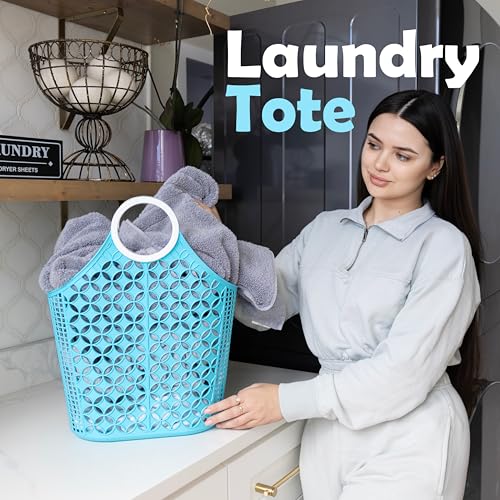 Fox Run Blue Cleaning Caddy, Laundry and Produce Basket with Built-In Handles, 6" x 14" x 18" - color: Blue