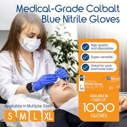 Inspire Cobalt Blue Nitrile Disposable Gloves | 4.5 Nitrile Safety Medical Exam Cooking Cleaning Disposable Gloves - size: Small, style: Blue - Case of 1000