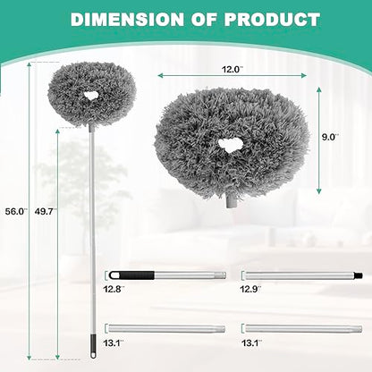 Ceiling Fan Cleaner Duster Reusable Microfiber Ceiling Fan Blade Cleaner Removable Duster with Extension Pole Adjusts 13 to 49.7 Inch for Cleaning Walls Bookshelves Furniture Door Window Top (Gray) - color: Gray