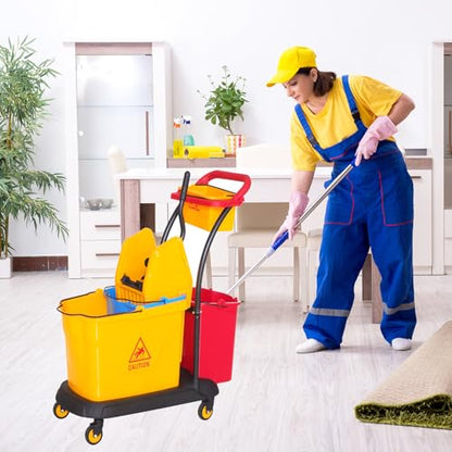 Sasylvia Yellow Mop Wringer Replacement Down Press Mop Bucket Wringer Industrial Cleaning Accessories for Commercial Floor Mopping Buckets Restaurant Supplies, 26quart or 33 Quart(Down Press)