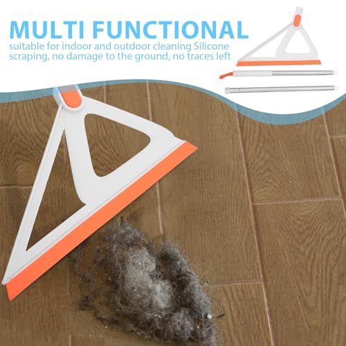Rubber Edge Floor Squeegee Broom with Silicone Scraper for Tile Floor Cleaning Multifunctional Water Remover for Indoor Use White and Orange
