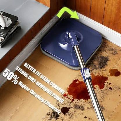 Microfiber Spin Mop Bucket Cleaning System with Wringer, 52''Long Handle & 4 Flat Mop Pads Replacement, Lazy Home Essentials for Wet Dust Hardwood Wood Wall Floor Household Cleaner Tools Set