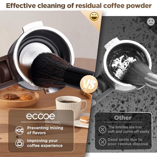 ecooe Coffee Grinder Cleaning Brush, Barista Brush Espresso Machine Accessories, Wood Handle Coffee Machine Accessory Cleaning Brista Brush with Lanyard, Coffee Tool for Barista Bean Grain Coffee Tool - color: Ebony