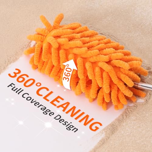Mini Duster for Cleaning, 360° Bendable Hand Dusters with Extension Pole, Washable Small Duster for Car Interior, Office, Furniture - color: 2 Pack Grey