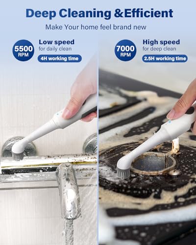 Electric Cleaning Brush Grout Brush: Rechargeable Crevice Cleaning Brushes Set Scrub Brush for Shower Cleaner Tile Floor Electric Scrubber Power Cleaning Tools for Home Kitchen Window Bathroom Tub