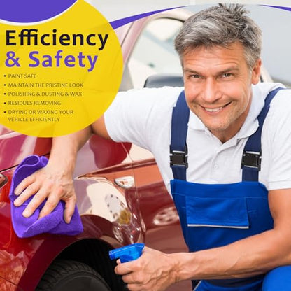 Nuenen Microfiber Cleaning Cloths for Cars 16 x 16 Inch Ultra Absorbent Car Towels Drying Reusable Cleaning Supplies House Kitchen Window Microfiber Towel(Purple,60 Pcs) - color: Purple