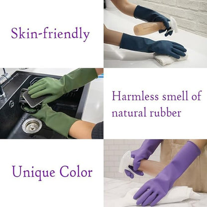HOMSSEM Dishwashing Gloves - 2 Pairs Premium Rubber Gloves for Cleaning - Urban Gray, Green, Blue - color: Blue + Gray - Medium
