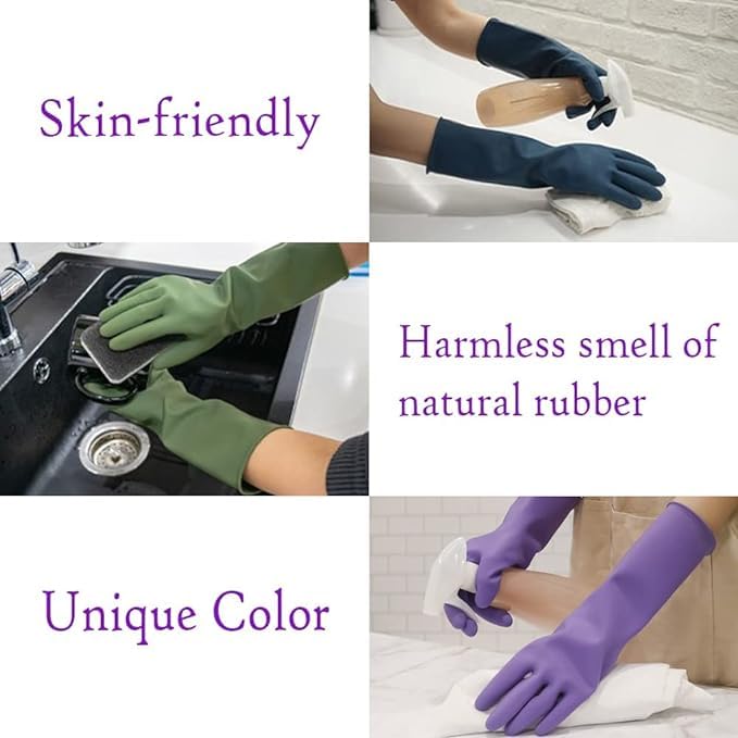 HOMSSEM Dishwashing Gloves - 2 Pairs Premium Rubber Gloves for Cleaning - Urban Gray, Green, Blue - color: Gray - X Large 2pairs