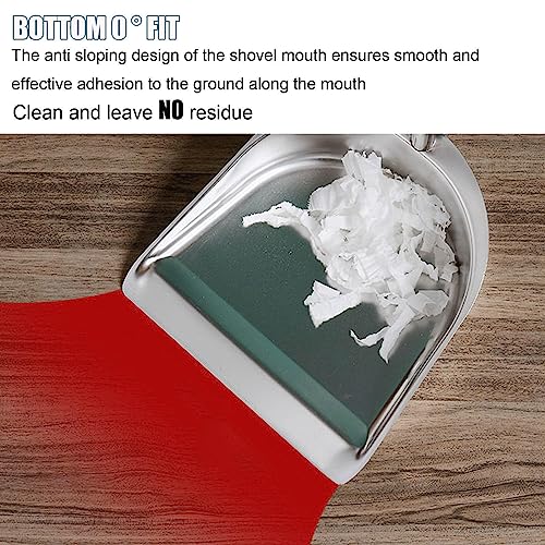 Broom and Dustpan Set with Long Handle, Upright Stainless Steel Dustpan and Broom Combo, Heavy Duty Dust Pans with Broom for Home Kitchen Office Lobby Floor,Red - color: Red