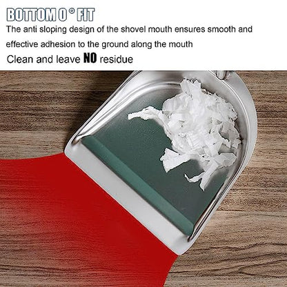 Broom and Dustpan Set with Long Handle, Upright Stainless Steel Dustpan and Broom Combo, Heavy Duty Dust Pans with Broom for Home Kitchen Office Lobby Floor,Red - color: Red