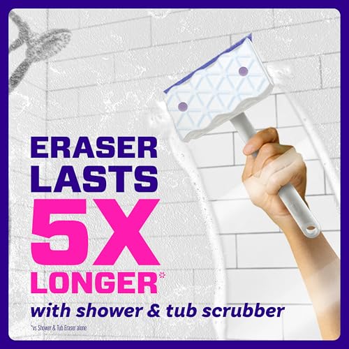 Mr. Clean Magic Eraser Sponge, Bathroom, Shower, Tub Cleaner, Soap Scum Remover, Bathroom Cleaning Supplies, Dawn Cleaning Power with Lavender Scent, Shower & Tub, 8ct - size: 1 Count (Pack of 8), style: Upgraded Version