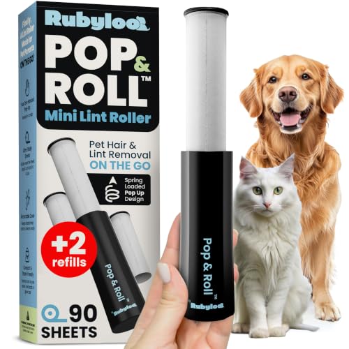 Mini Lint Roller for Pet Hair Extra Sticky (1 Pack + 2 Refill Rolls) - Travel Size Pet Hair Roller with Retractable Cover - Cat & Dog Fur Remover for Clothes - size: 1 Pack with 2 Refills