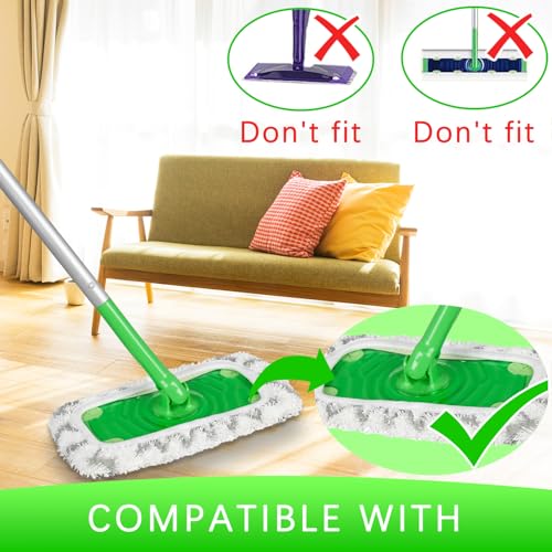 2 Pack White Thickening Reusable Microfiber Mop Pads Replacement, Wet and Dry Flat mop Cover, Washable Wet Pads Refill for Surface/Hardwood Floor Cleaning (Mop is Not Included)