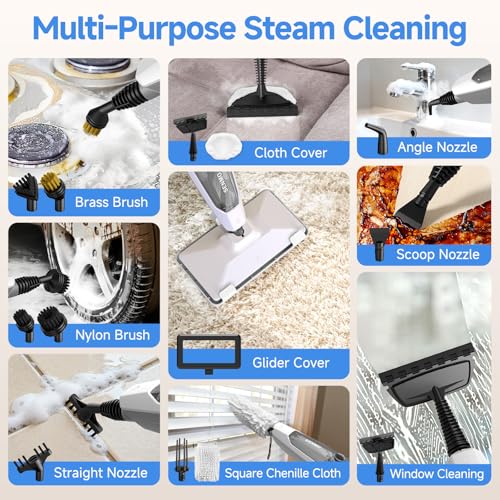 SENMO 14-in-1 Steam Mop for Floor Cleaning, Detachable Handheld Steam Cleaner, 1300W 228°F Floor Steamer with 14 Attachments for Hardwood Floors, Tile, Grout, Carpet, Sofa, Wall and Window