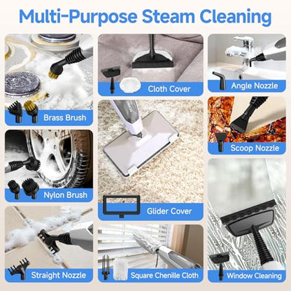 SENMO 14-in-1 Steam Mop for Floor Cleaning, Detachable Handheld Steam Cleaner, 1300W 228°F Floor Steamer with 14 Attachments for Hardwood Floors, Tile, Grout, Carpet, Sofa, Wall and Window
