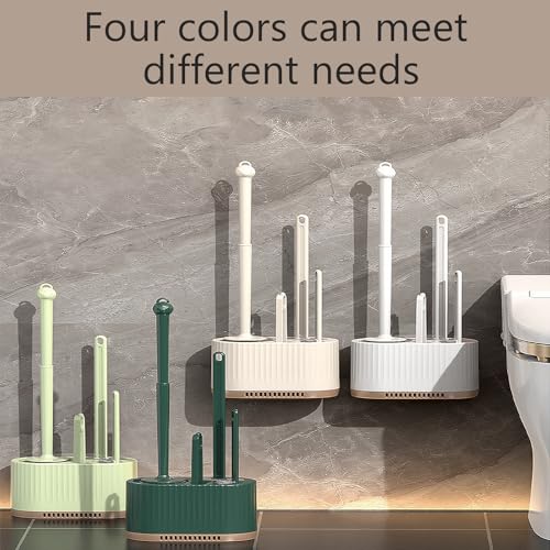 Basaza Toilet Brush and Holder Set, Hidden Toilet Bowl Cleaning Brush and Holder for Bathroom Toilet Bowl Cleaner Brushes & Holders 4 in 1 Beige Bathroom Accessories - color: Beige Toilet Brush and Holder Set