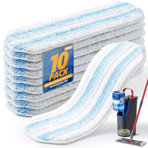 10 Pack Mop Replacement Pads for O Cedar H2pro Flat Mops,Mop Pads for O-Cedar Mop Refills,Washable and Reusable Microfiber Mops Pad Compatible with Ocedar Flat Head - size: 10 Pack