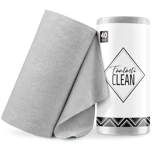 Fantasticlean Microfiber Cleaning Cloth Roll -40 Pack, Tear Away Microfiber Towels, 12" x 12", Reusable, Washable, Scratch Free, Ultra Absorbent Dishcloth for for All-Around Cleaning Supplies (Grey) - color: Grey, size: 40 pack