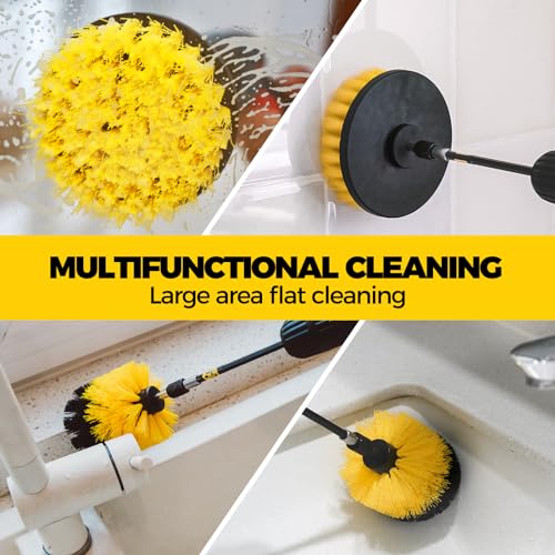 Holikme 6Pack Drill Brush Power Scrubber Cleaning Brush Extended Long Attachment Set All Purpose Drill Scrub Brushes Kit for Grout, Floor, Tub, Shower, Tile, Bathroom Black - color: Black