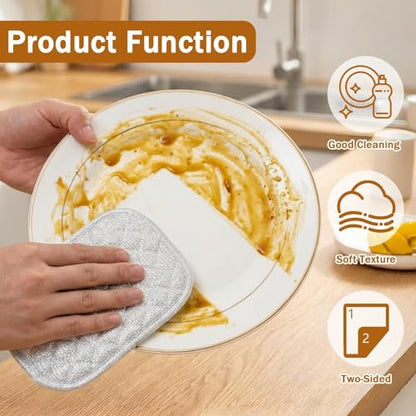 Double Side Non Scratch Wire Dishcloth, 4 Pcs Multipurpose Wire Dishwashing Rags, Wires Mesh Cleaning Cloth for Wet and Dry Cleaning, Reusable Metal Wash Cloth for Kitchen, Pots, Pans, Stove, Sinks