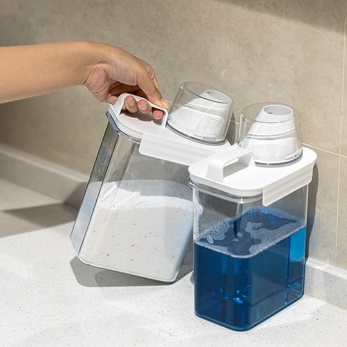 Laundry Detergent Dispenser-2 Pack, 61 oz Detergent Dispenser with 4 Removable Labels, Laundry Soap Dispenser for Laundry Room Organization and Storage, BPA Free & PET Plastic Clear - size: 1 Count (Pack of 1)