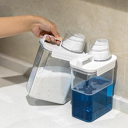 Laundry Detergent Dispenser-2 Pack, 61 oz Detergent Dispenser with 4 Removable Labels, Laundry Soap Dispenser for Laundry Room Organization and Storage, BPA Free & PET Plastic Clear - size: 1 Count (Pack of 1)
