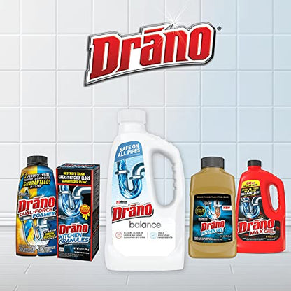 Drano Balance Drain Clog Remover and Cleaner, Non-Corrosive Formula, Safe on All Pipes and Septic Tanks, Formulated Using Only Essential Ingredients, 32 Fl Oz (Pack of 2) - size: 32 Fl Oz (Pack of 2)