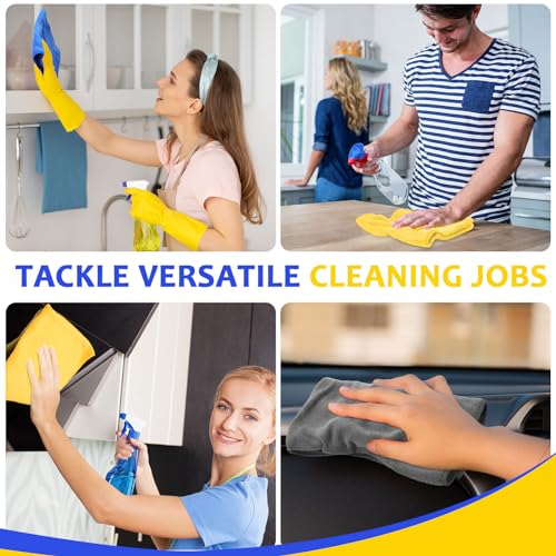 Nuenen Microfiber Cleaning Cloths for Cars 16 x 16 Inch Ultra Absorbent Car Towels Drying Reusable Cleaning Supplies House Kitchen Window Microfiber Towel(Blue, Gray, Yellow,60 Pcs) - color: Blue, Gray, Yellow