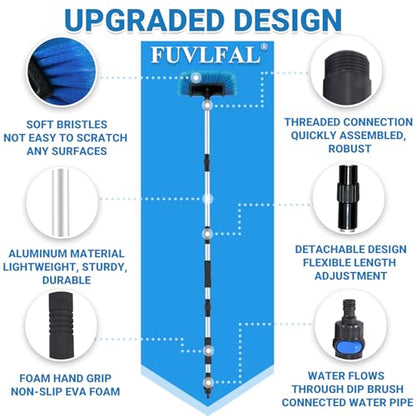 72" Long Handle Car Wash Brush with Hose Attachment, Flow-Through Soft Bristle Five-Sided Brush - style: 72" Car Wash Brush