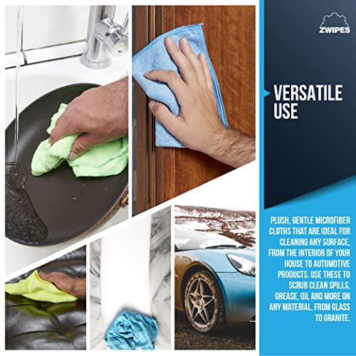 Zwipes 735 Microfiber Towel Cleaning Cloths, 12 Pack - size: 12-pack
