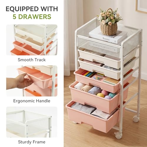 2 Pack Rolling Craft Cart with 5 Drawers, Art Craft Organizers and Storage with Lockable Wheels, Rolling Utility Cart for Organizing Arts and Crafts,Yarn,Toy, School Supplies, Nail Product - size: 5-Drawers(2 Pack)
