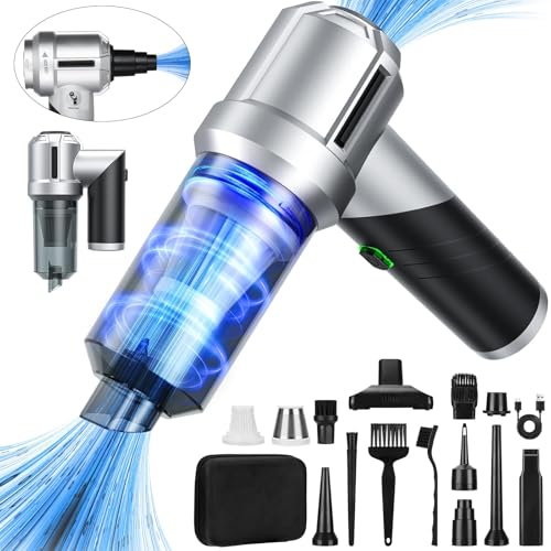 Car Vacuum Portable Cordless with 18000PA Super Suction, 4 in 1 Portable Air Blower/Car Vacuum 90°Foldable Handheld Rechargeable Brushless Motor, Gifts for Men for Home, PC