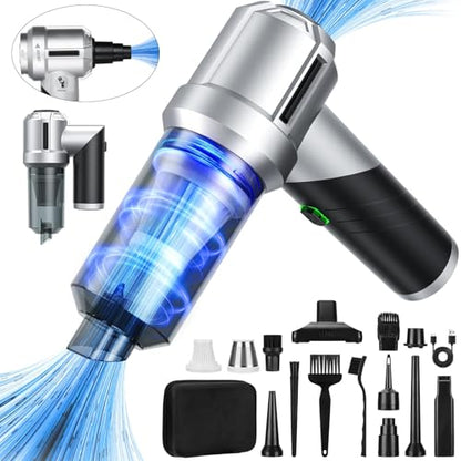 Car Vacuum Portable Cordless with 18000PA Super Suction, 4 in 1 Portable Air Blower/Car Vacuum 90°Foldable Handheld Rechargeable Brushless Motor, Gifts for Men for Home, PC