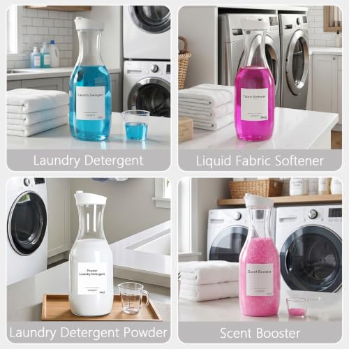 54 OZ Laundry Detergent Dispenser, Laundry Soap Dispenser, Liquid Laundry Detergent Container and Organizer, Clear Plastic Fabric Softener and Laundry Powder Dispenser for Laundry Room, 2Pack - color: 2p
