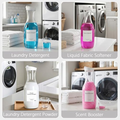 54 OZ Laundry Detergent Dispenser, Laundry Soap Dispenser, Liquid Laundry Detergent Container and Organizer, Clear Plastic Fabric Softener and Laundry Powder Dispenser for Laundry Room, 2Pack - color: 2p