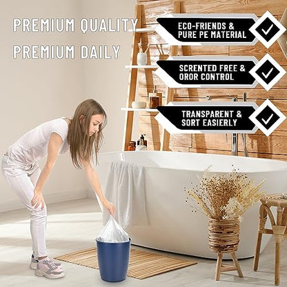 220Counts Small Trash Bags 4 Gallon, Flexible & Durable Small Garbage Bags, Unscented & Easy Tearing 4 Gallon Trash Bag for Kitchen, Bathroom, Bedroom, Office, Transparent,0.3Mil - style: 4 Gallon Transparent 220 Counts