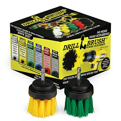 Cleaning Supplies - Kitchen Pot - Cleaner - Drill Brush - 2-inch Diameter, Long Bristle Spin Brush Set - Bathroom Accessories - Shower Curtain - Bath Mat - Baby Bath Tub - Scrubber - Calcium - Rust - color: Green / Yellow